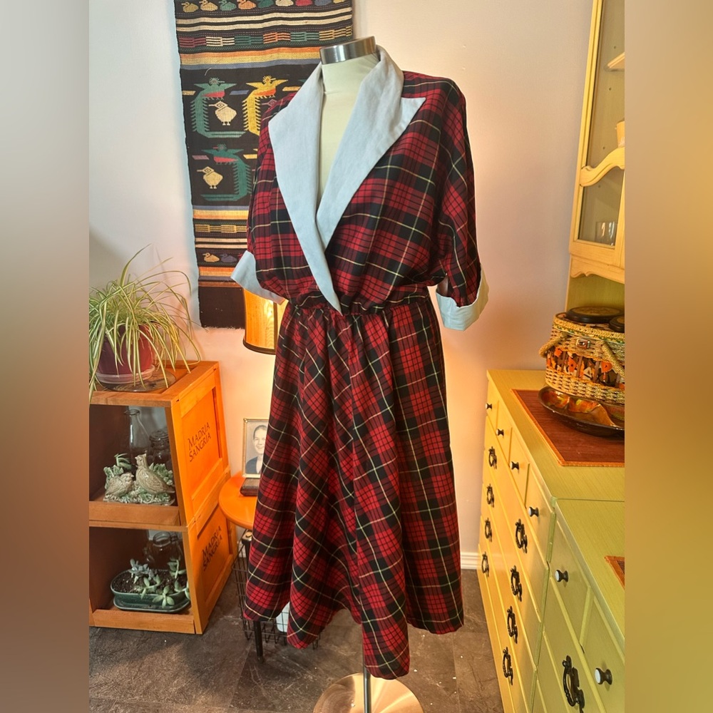 VTG 80s Plaid Cotton Dress